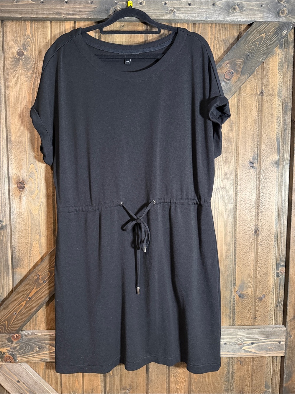 RACHEL Rachel Roy Black Short Sleeve Drawstring Mini Dress